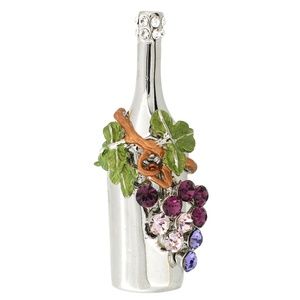 Purple Crystal Grape Wine Bottle  Pin Brooch